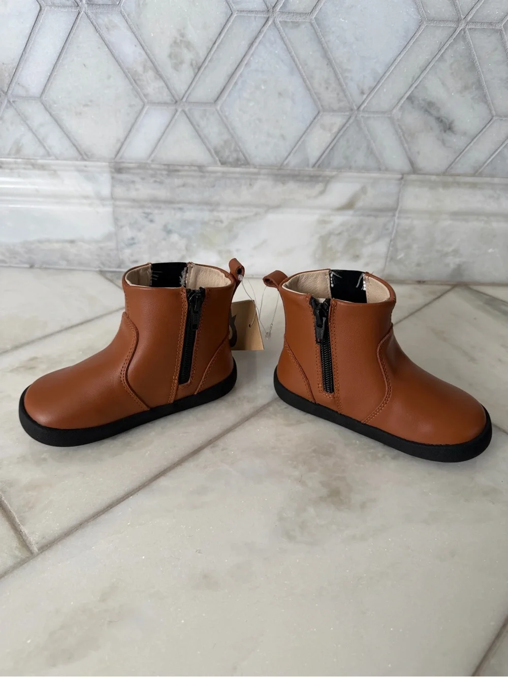 Old Soles Tan and Black Chelsea Boots for Kids